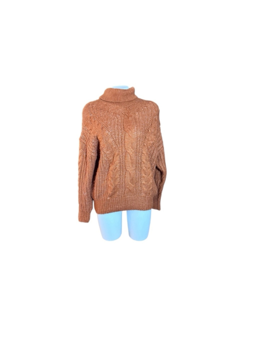 Women's Unbranded Sweater Size M Brown Cable Turtleneck